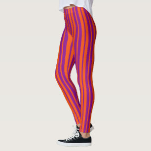 Orange Purple Stylish Stripes Pattern Design  Leggings