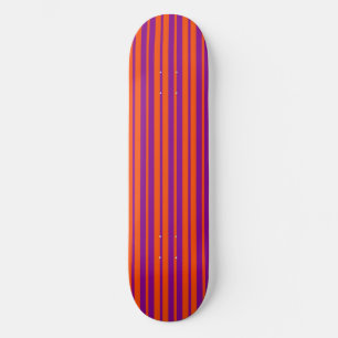 Orange Purple Stylish Stripes Pattern Design Skateboard