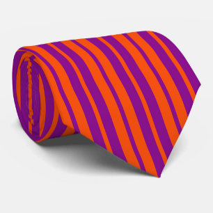 Orange Purple Stylish Stripes Pattern Design Tie