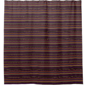 Orange Purple Tan Black Southwest Pattern Shower Curtain