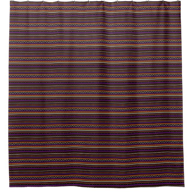 Orange Purple Tan Black Southwest Pattern Shower Curtain (Front)