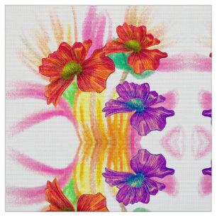 Orange PurpleFloral Fabric