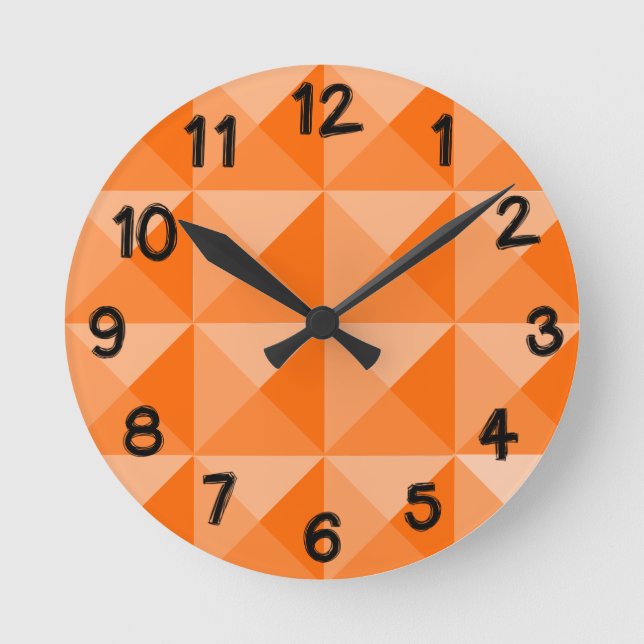 Orange Pyramids  Round Clock (Front)