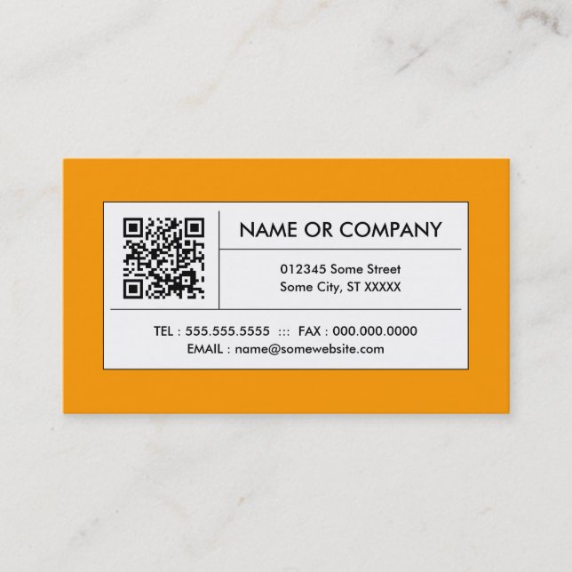 orange QR code Business Card (Front)