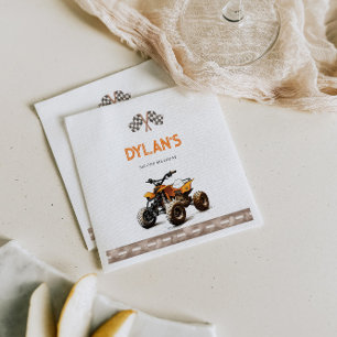 Orange Quad Bike Birthday Invitation Napkin