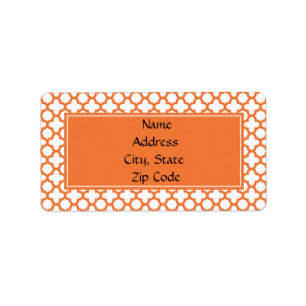 Orange Quatrefoil Pattern Label