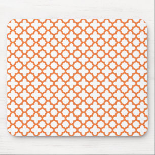 Orange Quatrefoil Pattern Mouse Pad