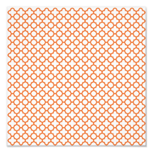Orange Quatrefoil Pattern Photo Print (Front)