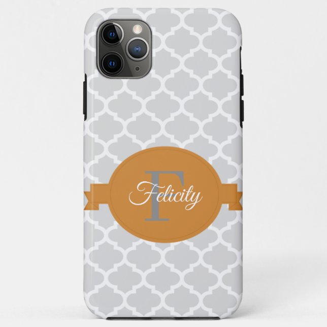 Orange Quatrefoil Personalised Case-Mate iPhone Case (Back)