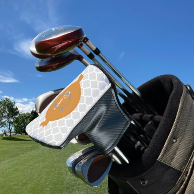 Orange Quatrefoil Personalised Golf Head Cover (Orange Quatrefoil Personalized Golf Head Cover)