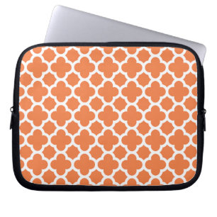 Orange Quatrefoil Trellis Pattern Laptop Sleeve