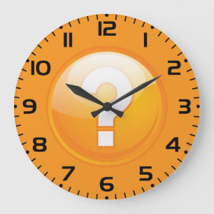 Orange Question Mark Bold Modern Symbol Large Clock