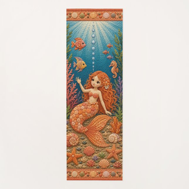 Orange Quilty Mermaid Yoga Mat (Front)