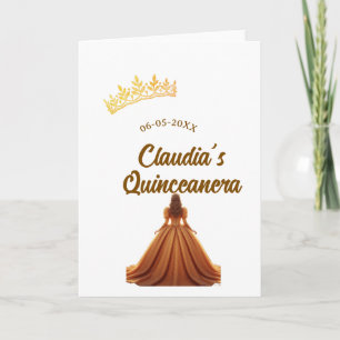 Orange quinceanera princess crown birthday name da card