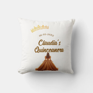 Orange quinceanera princess crown birthday name da cushion