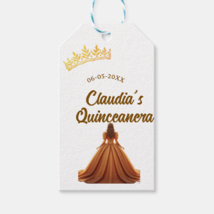 Orange quinceanera princess crown birthday name da gift tags