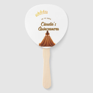 Orange quinceanera princess crown birthday name da hand fan