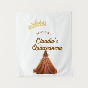 Orange quinceanera princess crown birthday name da tapestry