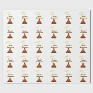 Orange quinceanera princess crown birthday name da wrapping paper