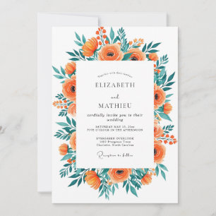 Orange Radiant Bohemian Wedding Invitation
