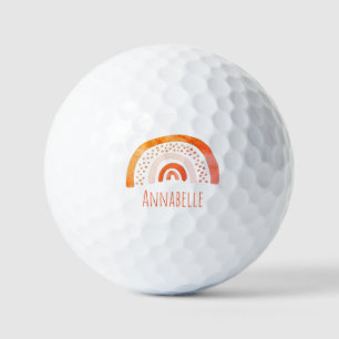 Orange Rainbow First Name Golf Balls