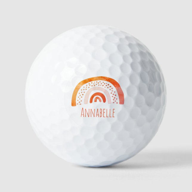 Orange Rainbow First Name Golf Balls (Front)