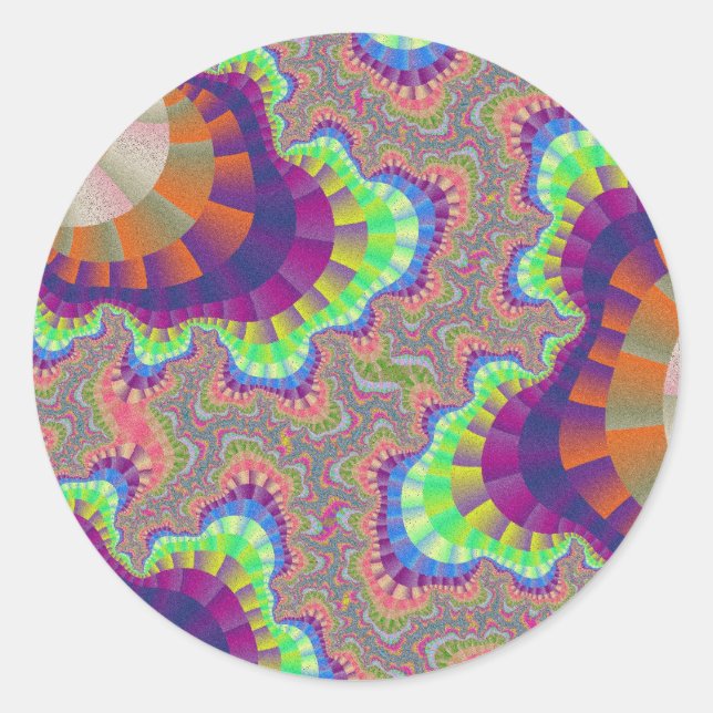 Orange Rainbow Gear Classic Round Sticker (Front)