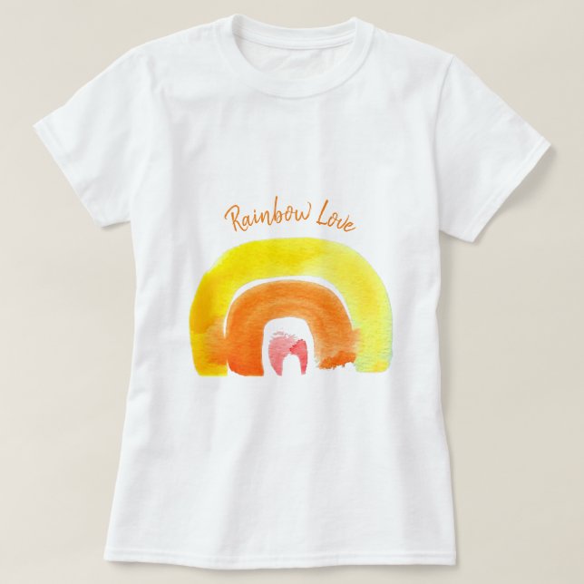 Orange Rainbow love watercolor T-Shirt (Design Front)