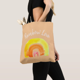 Orange Rainbow love watercolor Tote Bag