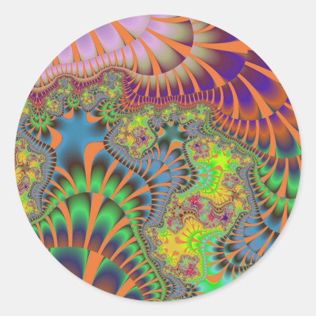 Orange Rainbow Melt Classic Round Sticker (Front)