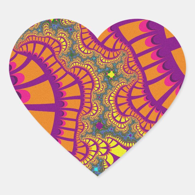 Orange Rainbow Remix Heart Sticker (Front)