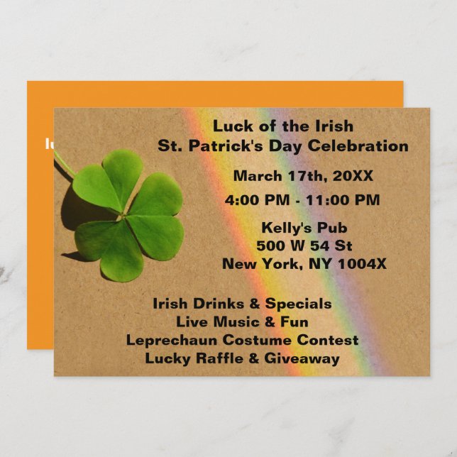 Orange Rainbow St. Patrick's Day    Invitation (Front/Back)