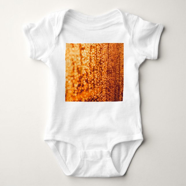 Orange raindrops on glass, abstract background. baby bodysuit (Front)