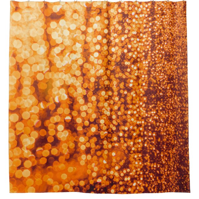 Orange raindrops on glass, abstract background. shower curtain (Front)