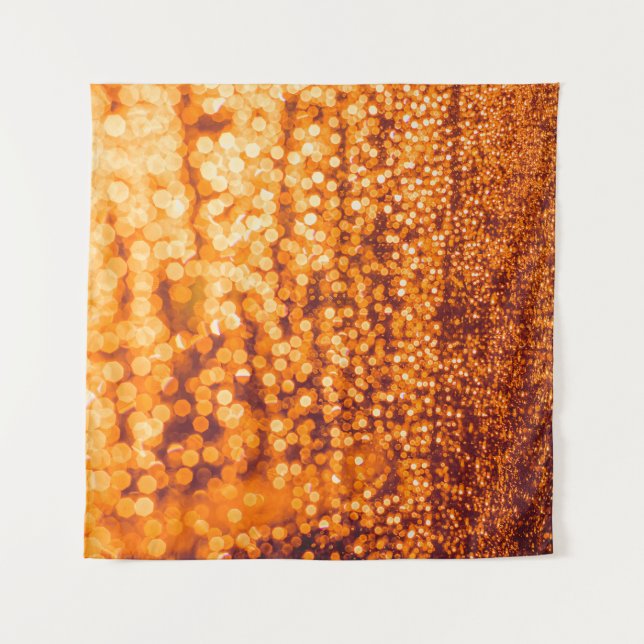 Orange raindrops on glass, abstract background. tapestry (Front)