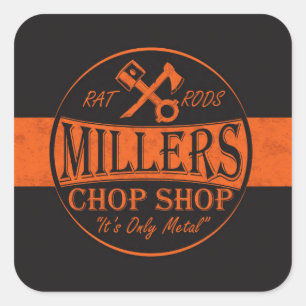 Orange Rat Rods Logo Square Sticker