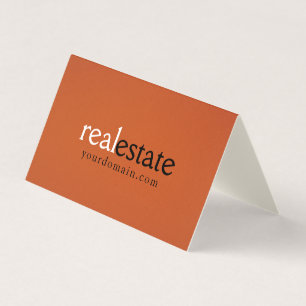 Orange Real Estate Agent Minimalist Modern Plain Business Card