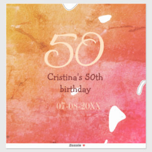 Orange red 50 birthday anniversary add name date p
