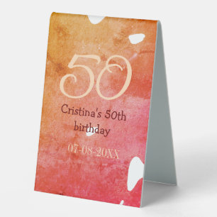 Orange red 50 birthday anniversary add name date p