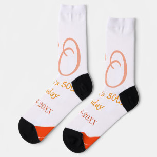 Orange red 50 birthday anniversary add name date p socks
