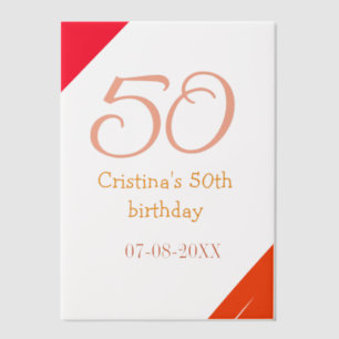 Orange red 50 birthday anniversary add name date p vellum invitations