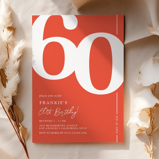 Orange Red 60th Birthday Invitation (Creator Uploaded)