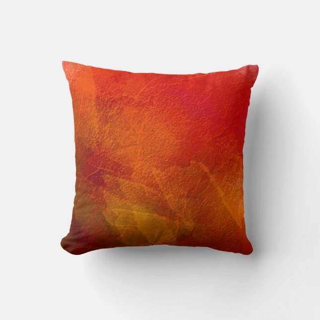 Orange Red Abstract Watercolor Cushion (Front)