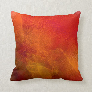 Orange Red Abstract Watercolor Cushion