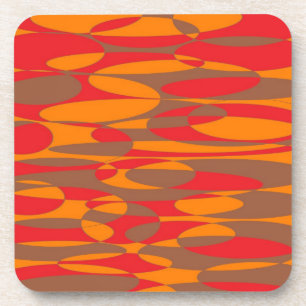 Orange, red and brown elliptical design coaster