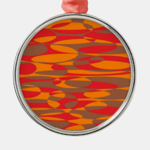 Orange, red and brown elliptical design metal ornament