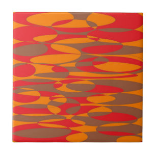 Orange, red and brown elliptical design tile