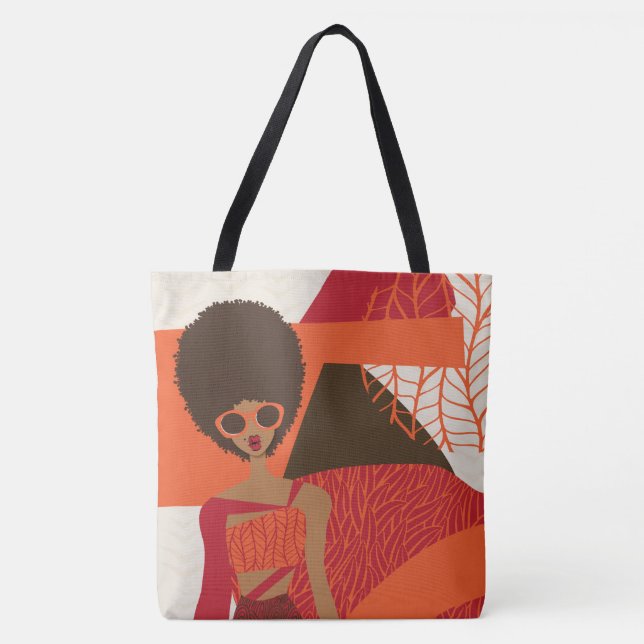 Orange, Red and Brown Shoulder Tote (Front)