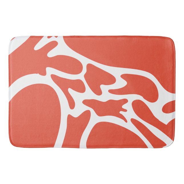 Orange Red and White Bath Mat (Front)