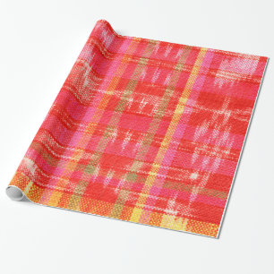 Orange, red and white ikat deisgn wrapping paper